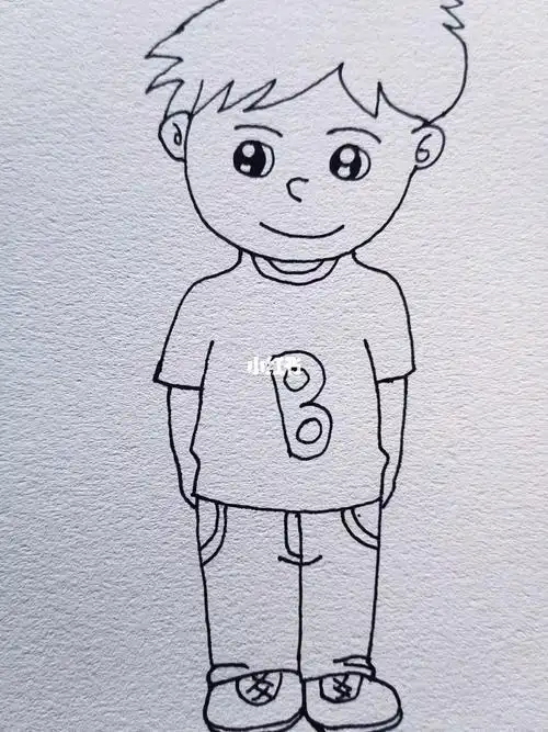 帅气小男孩卡通简笔画人文绘画简笔画系列-怎么画夕卡通简笔画卡通帅