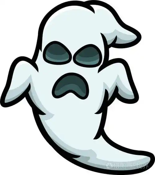 孤立在白色背景上的白色幽灵卡通恐怖人物