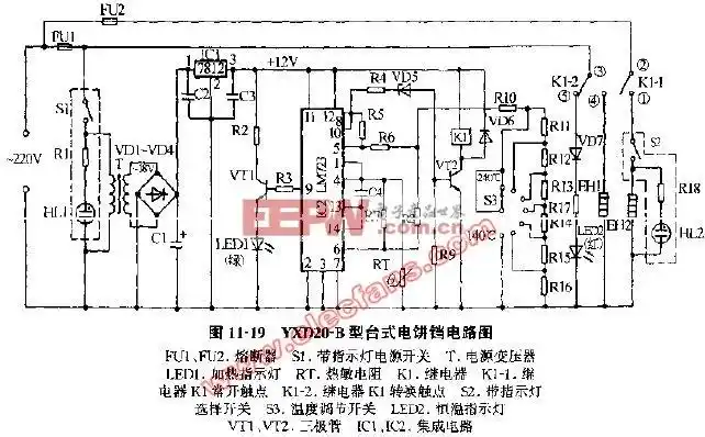 yxd20b型台式电饼铛电路图