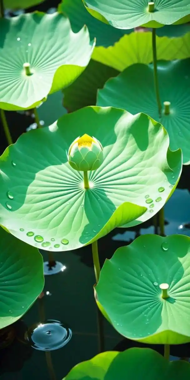 清新护目壁纸,草地上的露珠与花朵