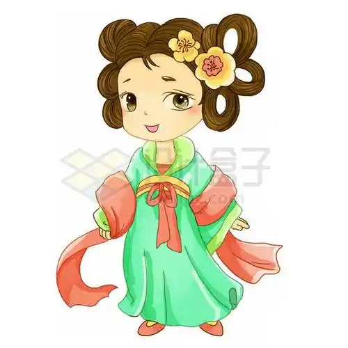 可爱的卡通女孩汉服女孩小仙女免抠图片素材