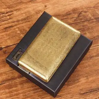 双枪复古纯铜加长细支烟盒20支装男女士细烟盒超薄便携创意国潮高档