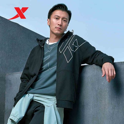 特步谢霆锋同款男士运动休闲上衣2022秋季新款连帽运动茄克