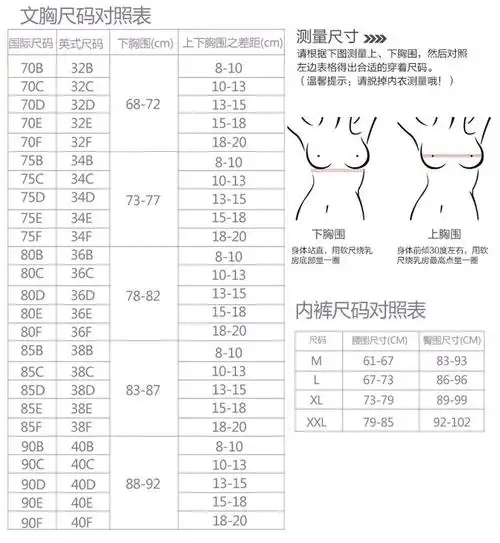 本款文胸【罩杯】偏小,比平时合穿的尺码选大一个【罩杯】,如平时穿 b
