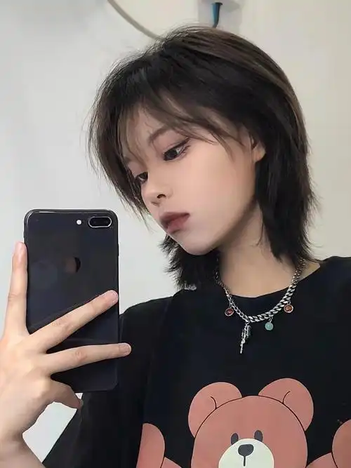 男士假发真人发丝中分张子枫同款狼尾假发男女生通用中长发韩版网红