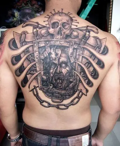 满背骷髅恶魔纹身图案