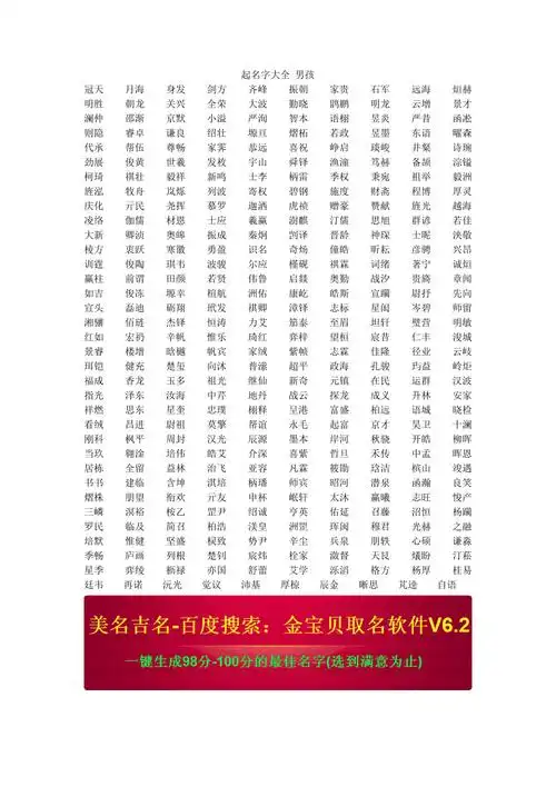 起名字大全男孩