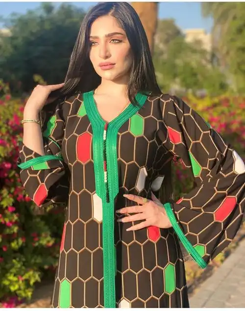 ab049中东跨境印花长袍jalabiya 迪拜阿联酋斋节muslim穆斯林女装