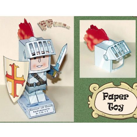 儿童益智diy手工制作q版中世纪骑士卡通玩偶3d纸模型纸艺玩具摆件