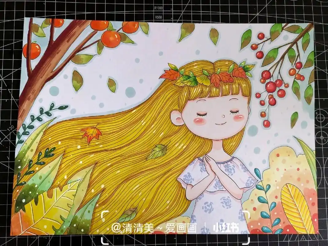秋姑娘来了 让一切烦恼止于秋天～#马克笔手绘# #画画# #秋天##治愈