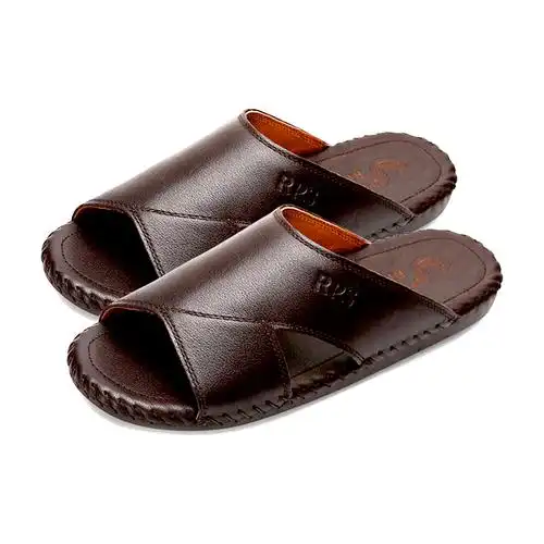 rps正品真皮拖鞋男全皮凉鞋秋夏季男士室内居家露趾手工头层牛皮
