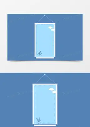 蓝色简约悬挂边框手绘设计