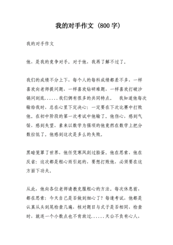 我的对手作文800字doc10页