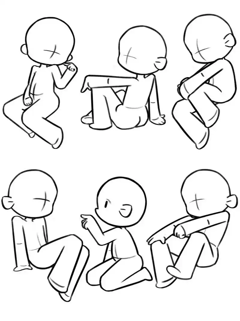 q版人物动态|3头身|坐姿 6个常用坐姿人体动态 我画的素材分享给大家