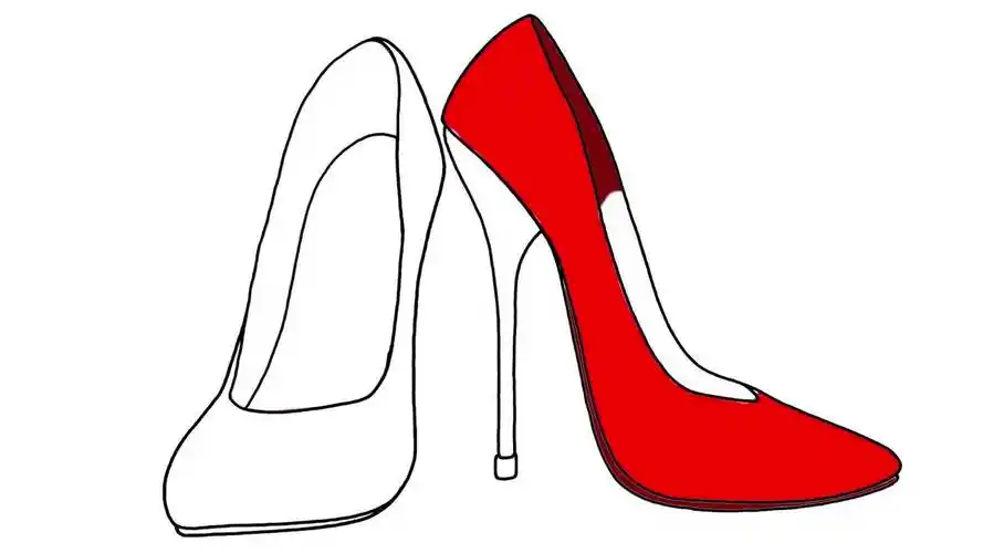 儿童涂鸦简笔画:漂亮的红色高跟鞋