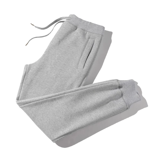 浅灰色纯棉休闲裤春全棉运动裤冬季加绒加厚卫裤女秋冬款束脚长裤