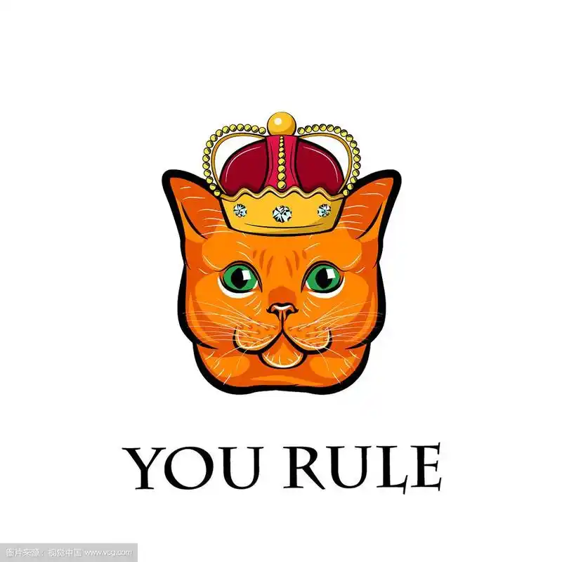 可爱的猫脸与皇冠猫王
