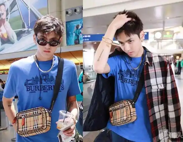 burberry巴宝莉吴亦凡同款格纹牛皮腰包胸包斜挎包【专柜新款】