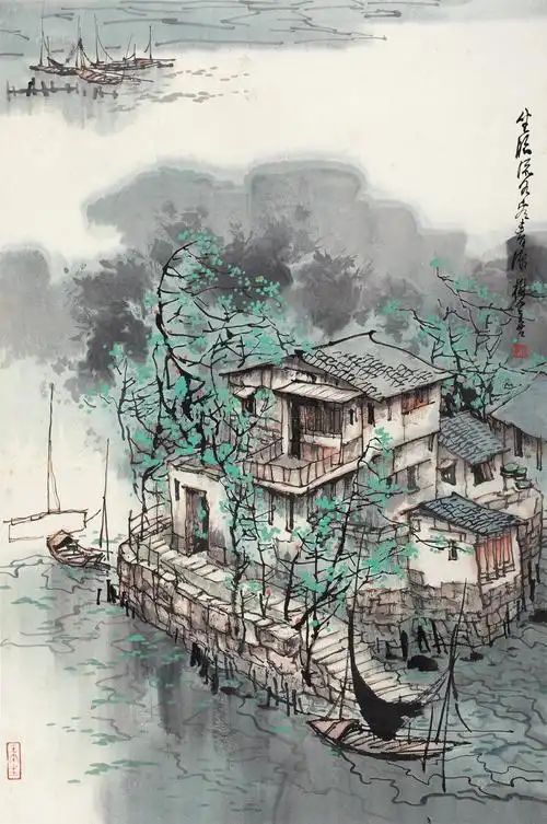 【江南水乡 镜心 纸本】拍卖品_图片_价格_鉴赏_绘画_雅昌艺术品拍卖