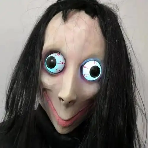 万圣节成人恐怖恐怖酒吧电子鬼脸大眼momo女孩面具人皮头套