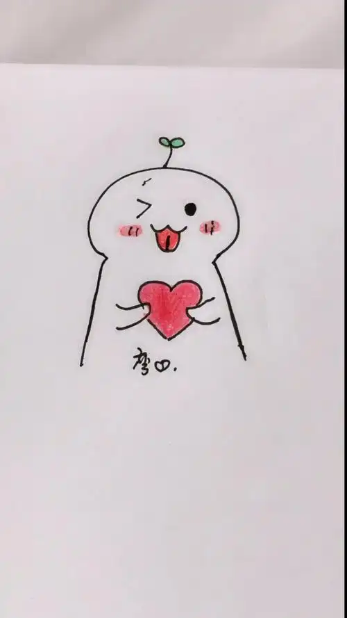 简笔画#简笔画比心的可爱表情包.