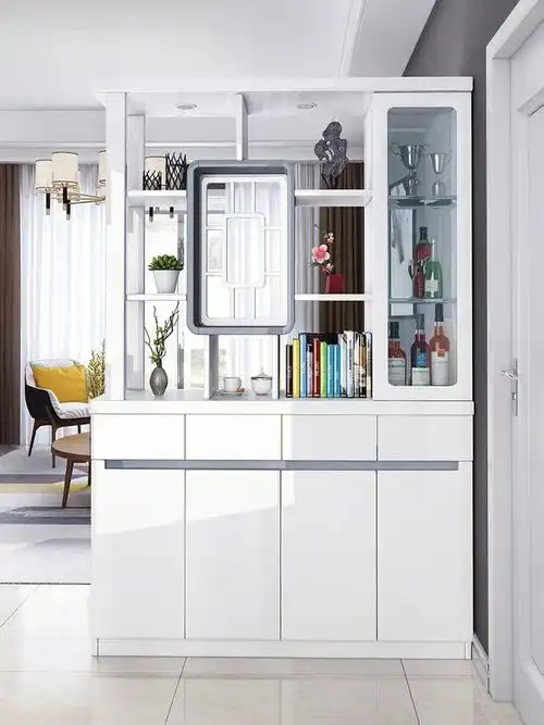 屏风隔断  #家居  #全屋定制  正对入户客厅门厅柜玄关柜鞋柜一体