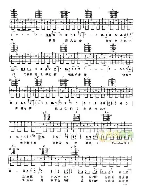 《new boy吉他谱》_朴树_d调_吉他图片谱2张 图2