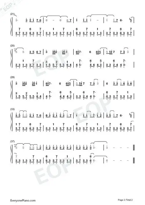 少女的祈祷-小花仙bgm双手简谱预览2