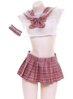 夜影女人馆:超薄无内衬超短百褶裙jk制服透明学生一步mini半身裙