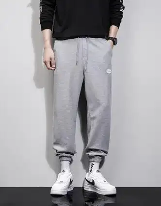 华夫格卫裤男士春秋潮流宽松休闲运动裤2021新款秋季九分束腿裤男潮裤