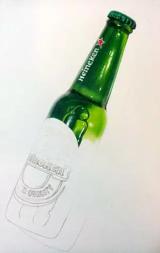 彩铅插画-喜力啤酒