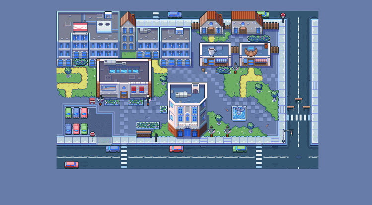 现代城市地图场景rpgmakermv游戏素材