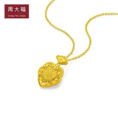 周大福传承盛世华彩心意足金吊坠黄金项链套链工费1620计价f233042