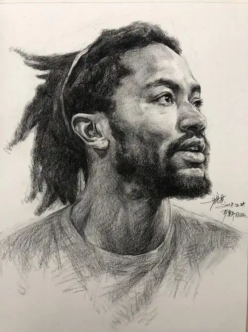 德里克罗斯derrickrose素描头像图片视频画法步骤图