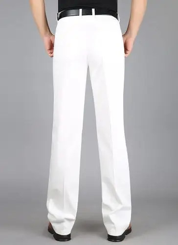 正品苹果纯棉白色休闲裤男宽松高腰直筒秋冬厚款中年男裤休闲裤子