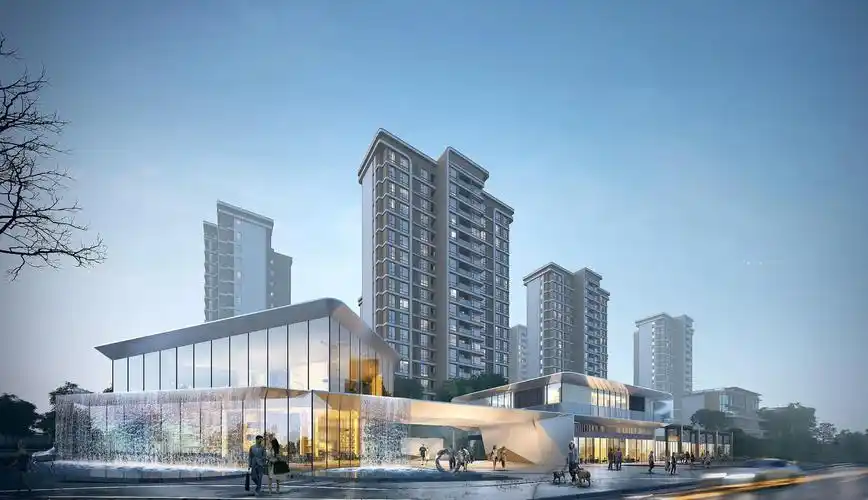 建筑效果图制作3d模型vrar渲染su模型漫游动画鸟瞰效果图商业氛围