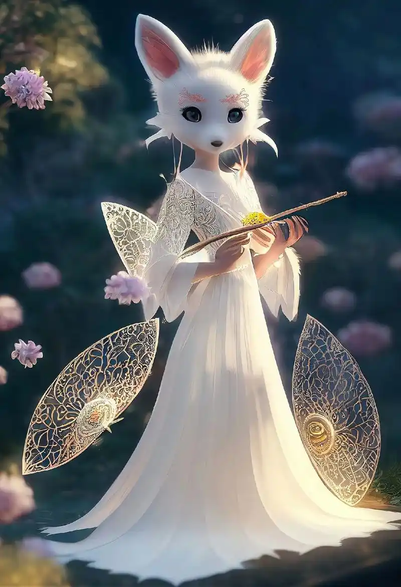 白狐 #图画  - 抖音