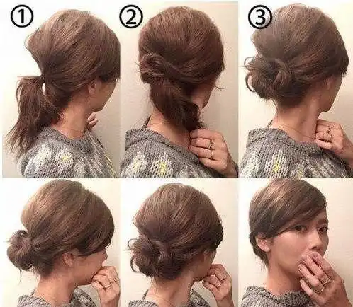 先是半扎发,在缠绕的过程中将散下的头发也放进去,显得凌乱慵懒