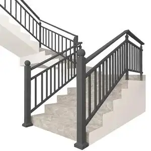 现代简约铁艺楼梯扶手护栏家用定制庭院别墅露台阳台锌钢栏杆安装
