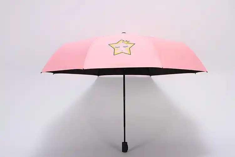简约黑胶遮阳太阳伞防晒防紫外线卡通可爱小清新折叠两用晴雨伞女