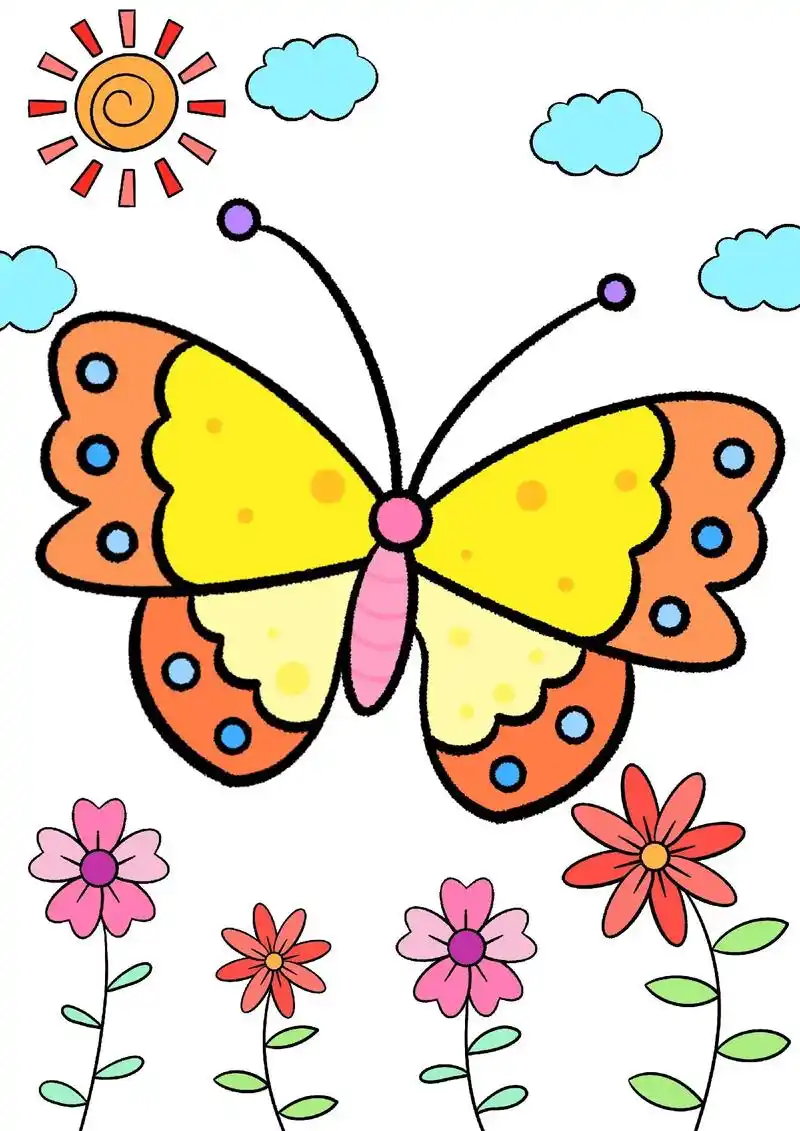 花蝴蝶.#画画 #儿童画 #简笔画 #手绘 #一起学画画 - 抖音