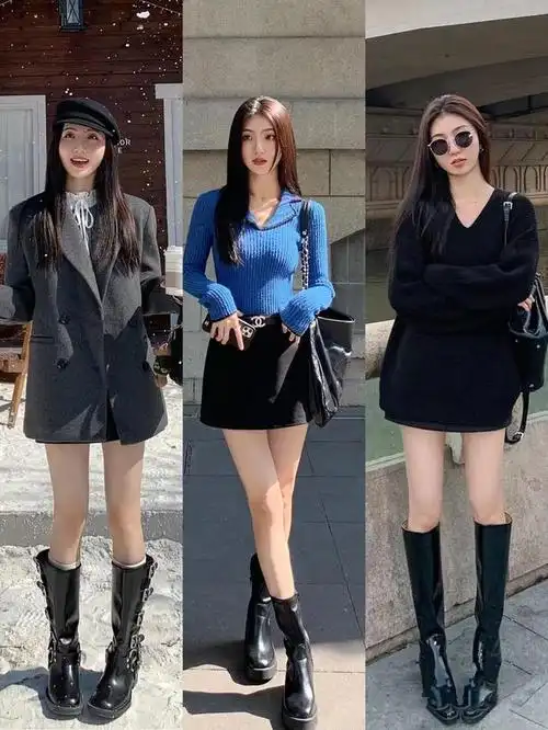 在2024年,一股时尚潮流席卷而来——长靴搭配短裙的组合,为女性营造出