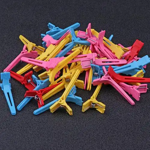 美发定位烫夹子皮卡路纹理带弹簧造型小夹盒装冷烫交叉头发分区夹