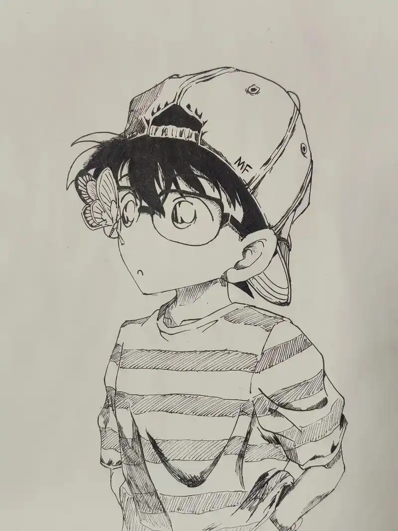 小柯真的很完美一人 #手绘 #临摹 #画画 #名侦探柯南 # - 抖音