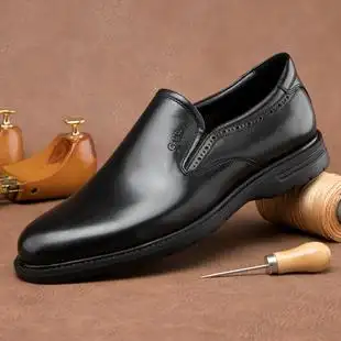 男士 金利来男鞋 2019秋真皮一脚蹬休闲皮鞋 英伦轻底软面商务正装 鞋