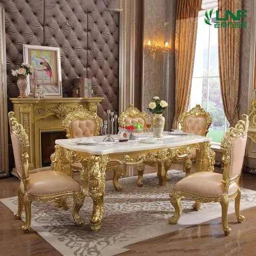 欧式实木餐桌桌椅组合法式宫廷会议桌饭桌豪华大理石餐桌