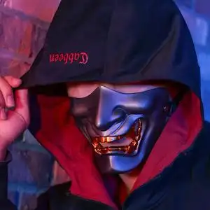 圣诞节面具半脸面具男恐怖吸血鬼恶魔男半脸般若树脂面具cos道具