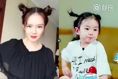 戚薇与女儿lucky同款哪吒头狂比心网友感叹基因太强大