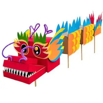 绿野客二月二龙抬头手工舞龙diy手工制作材料龙头道具幼儿园儿童 1个