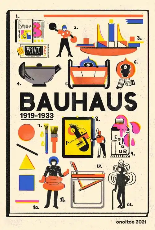 作品纪念包豪斯系列插图2for善本图书今日图形